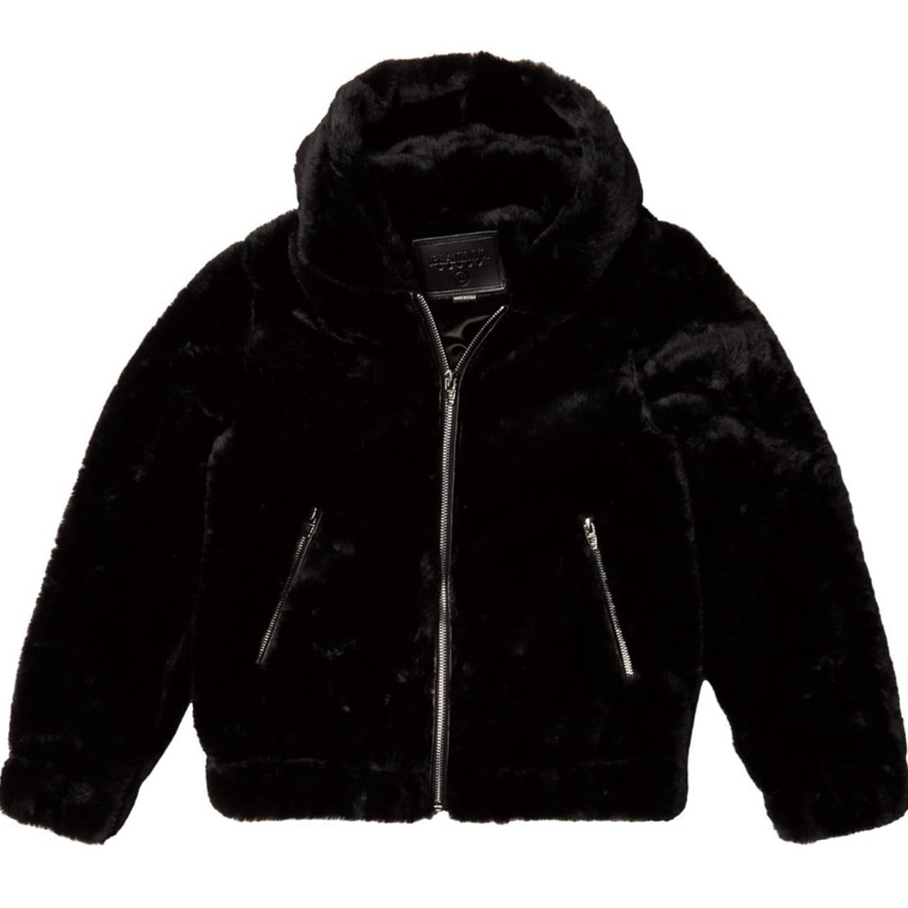 Blank NYC Black Faux Fur Bomber Jacket
